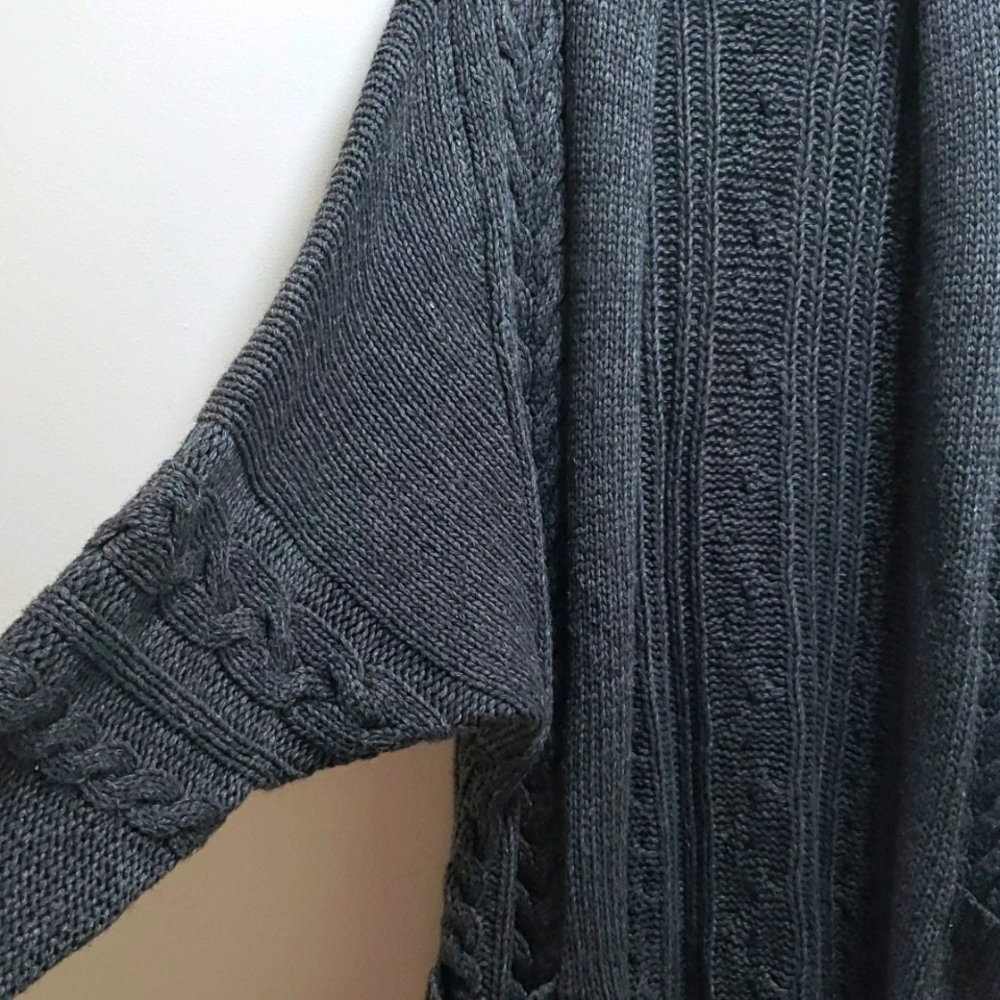SOLD Mixed Knit Wool Open Front Longline Cardigan - Picture 4 of 8